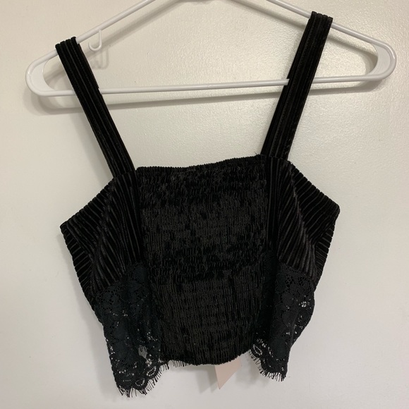 🍁 NWT Cropped velvet and lace top - Picture 4 of 7